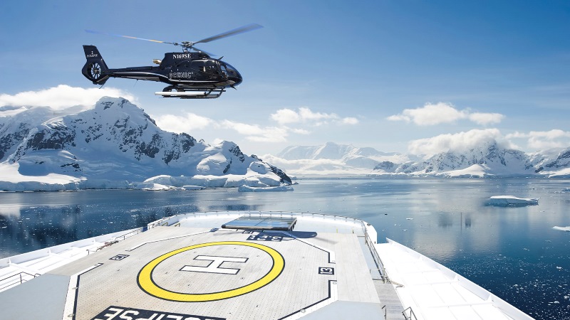 helicóptero Scenic Eclipse expedição de luxo