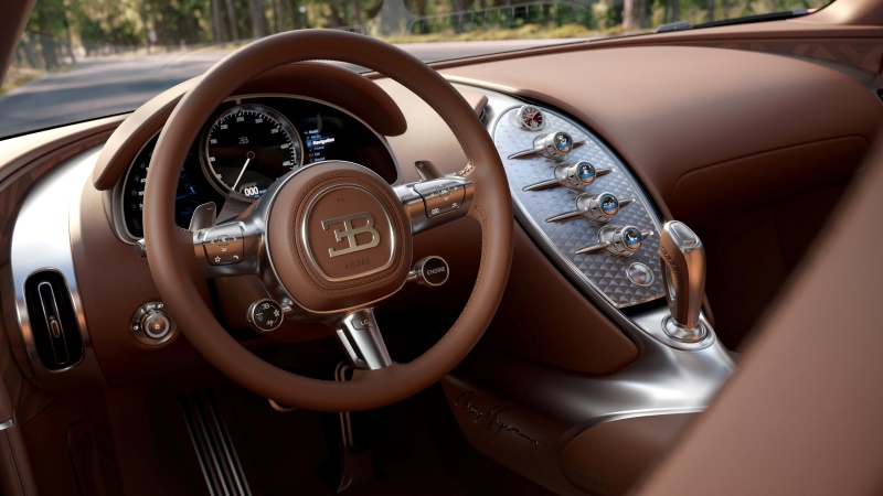 interior Bugatti FKP Hommage luxo alumínio personalizado console central