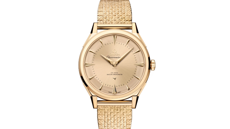 Relógio Omega Constellation Observatory em Moonshine Gold com bracelete dourado