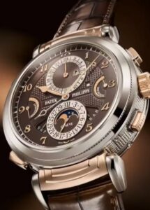 Relógio Patek Philippe Grandmaster Chime 6300 em ouro branco e rosa