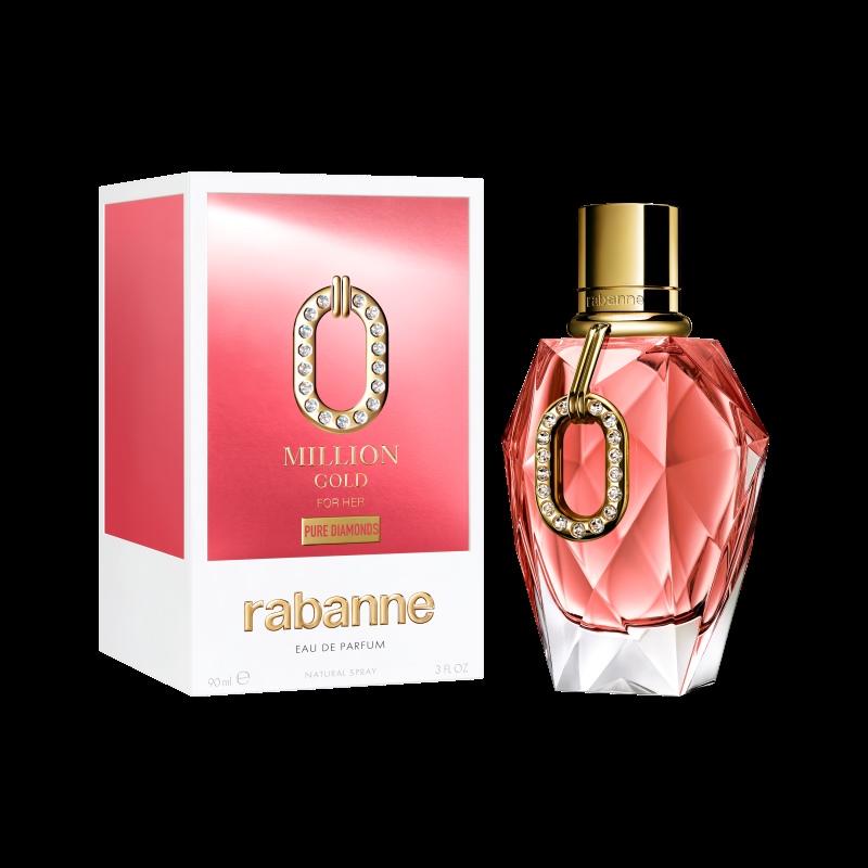 perfume Rabanne Pure Diamonds luxo com embalagem e campanha com Gigi Hadid