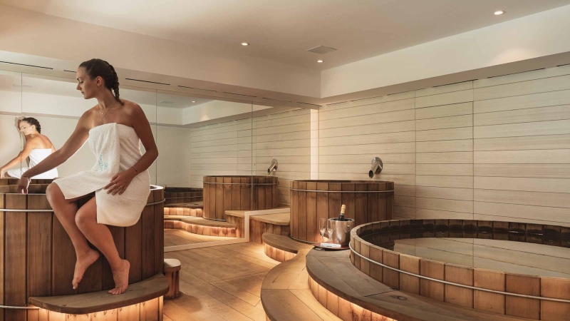 Banho nórdico em spa de luxo no Caribe