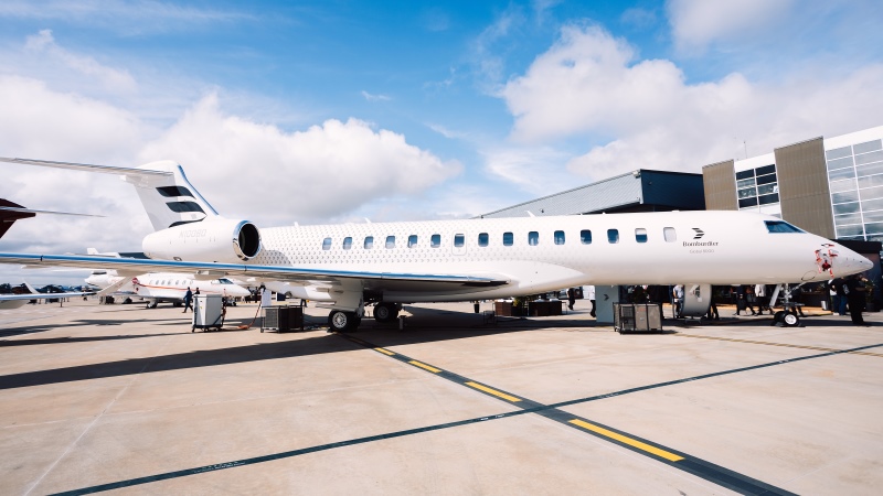 Bombardier Global 8000 exposto no Catarina Aviation Show 2026