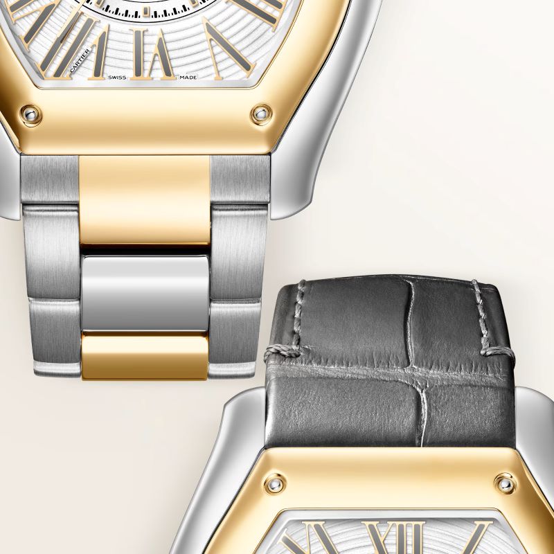 Cartier Roadster com pulseiras em aço e couro de crocodilo