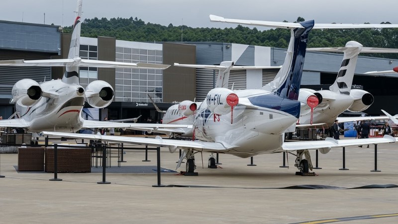 Jatos executivos expostos no Catarina Aviation Show 2026 em São Paulo