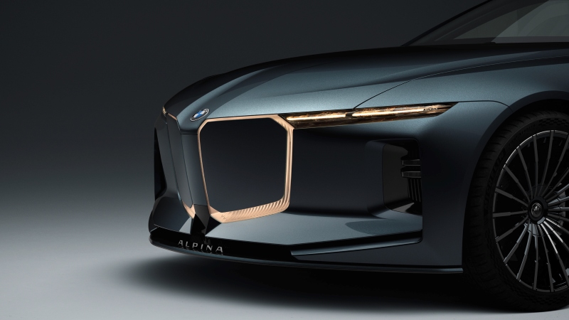 Dianteira do Vision BMW ALPINA destacando o shark nose e a grade duplo rim reinterpretada