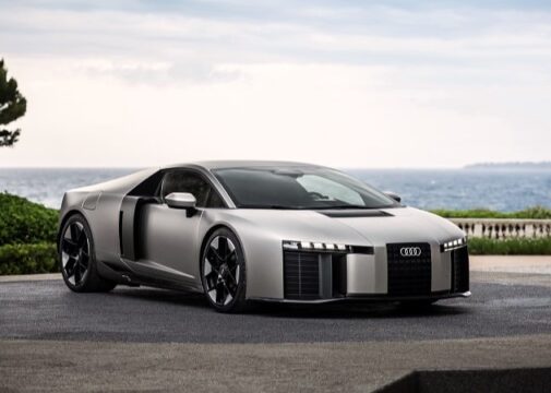 Audi Nuvolari 1 supercarro híbrido de luxo apresentado pela Audi com design frontal em perspectiva e tecnologia inspirada na Fórmula 1