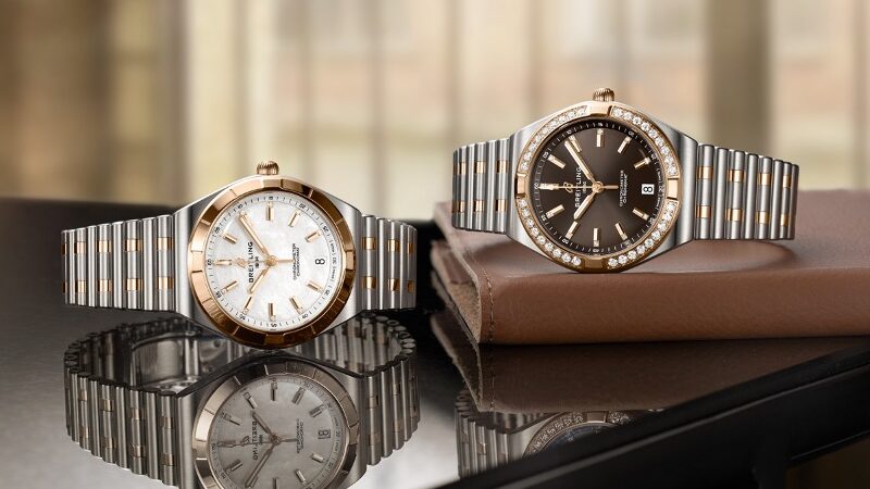 Modelos da coleção Breitling Chronomat destacando diferentes interpretações do relógio suíço de luxo