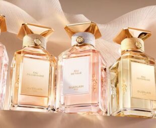 Coleção Les Eaux da Guerlain com os cinco perfumes de luxo inspirados na alta perfumaria francesa e nas matérias têxteis