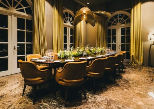 Sala Ruinart mesa de jantar luxo Palácio Tangará São Paulo