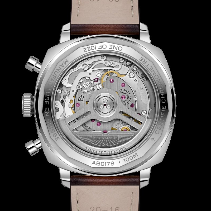 Verso do Breitling Top Time B01 mostrando o movimento manufaturado Breitling Calibre 01
