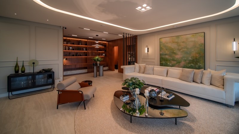 Lobby do Château Jardin com decoração sofisticada e ambiente exclusivo