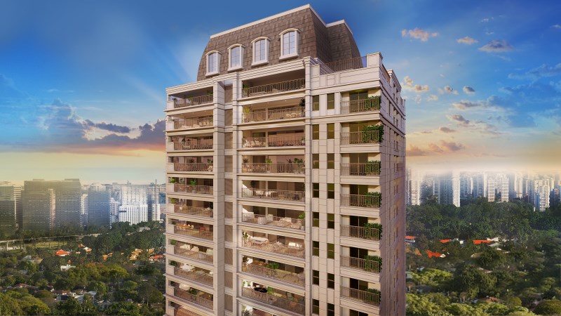 Torre representa a arquitetura clássica dos imóveis de luxo em São Paulo
