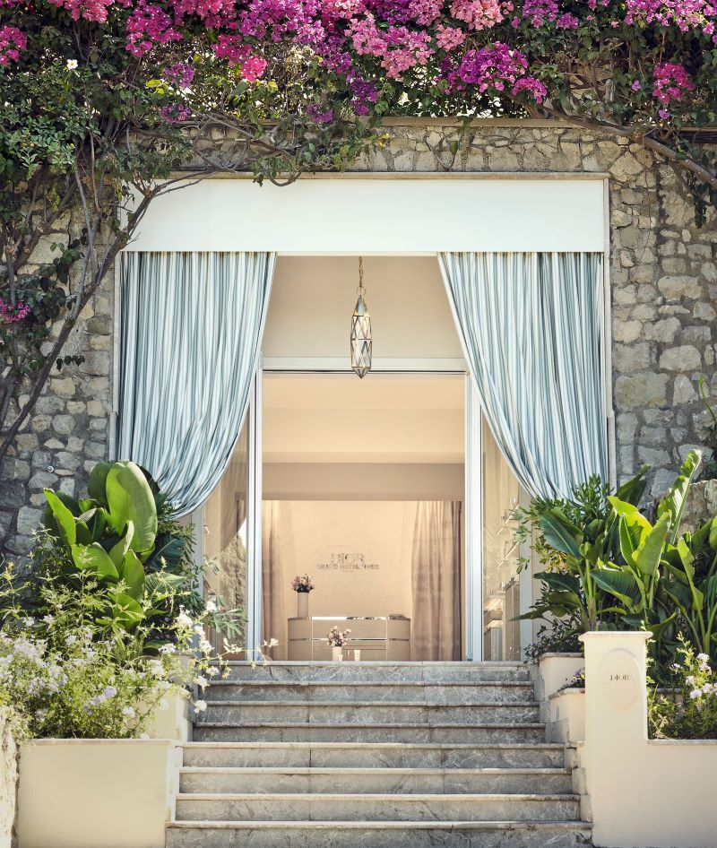 Entrada do spa de luxo na Sicília no Dior Spa Grand Hotel Timeo