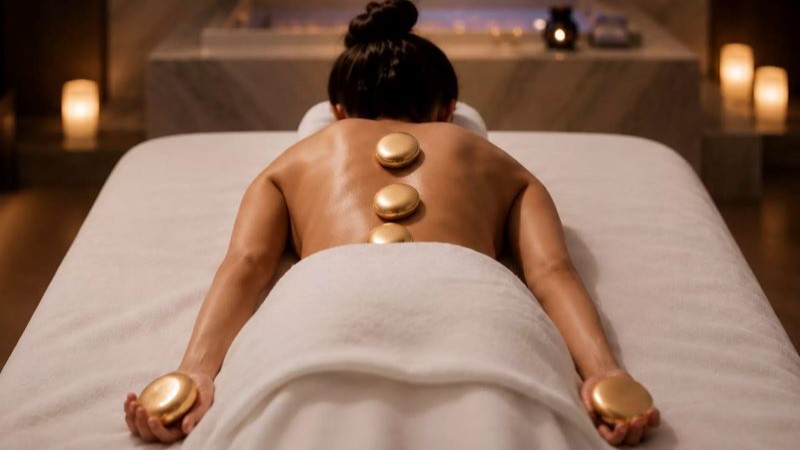 Golden Hour AWAKEN Wellness Atlantis The Royal Dubai tratamento com pedras ouro 24 quilates