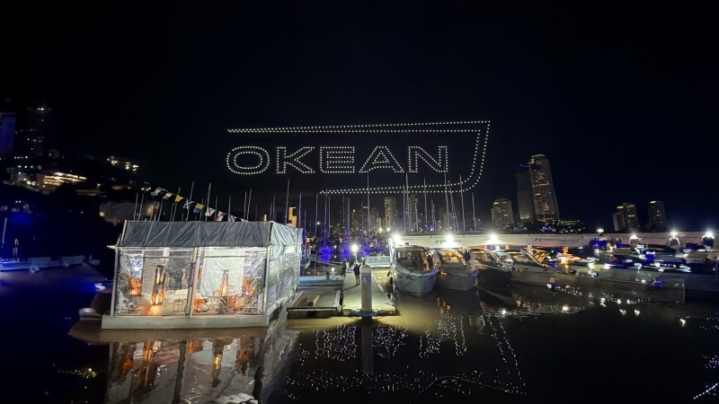 Show de drones da OKEAN durante o Itajaí Boat Show 2026.