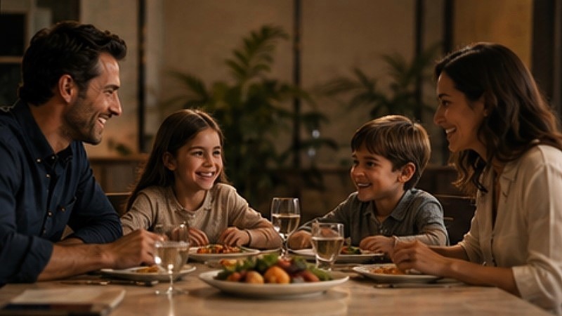 Empresário com esposa e crianças em momento de convivência familiar tendo o tempo como luxo