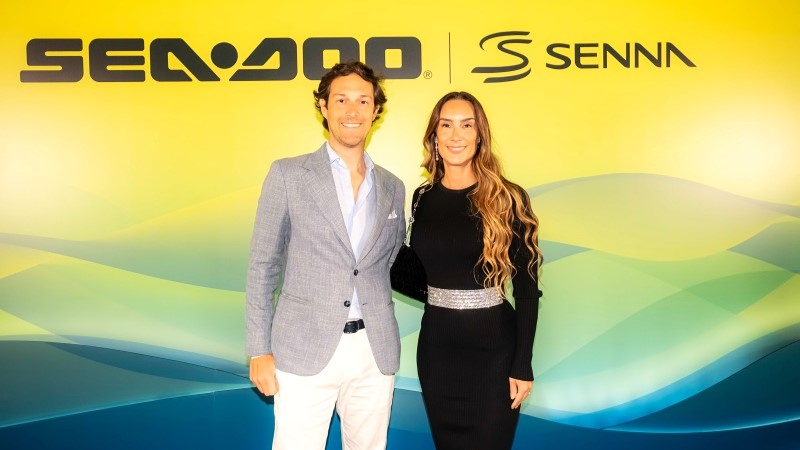Bruno Senna e Bianca Senna no lançamento do Sea-Doo Senna
