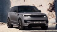 Range Rover Sport Electric visto de frente em uma pedreira