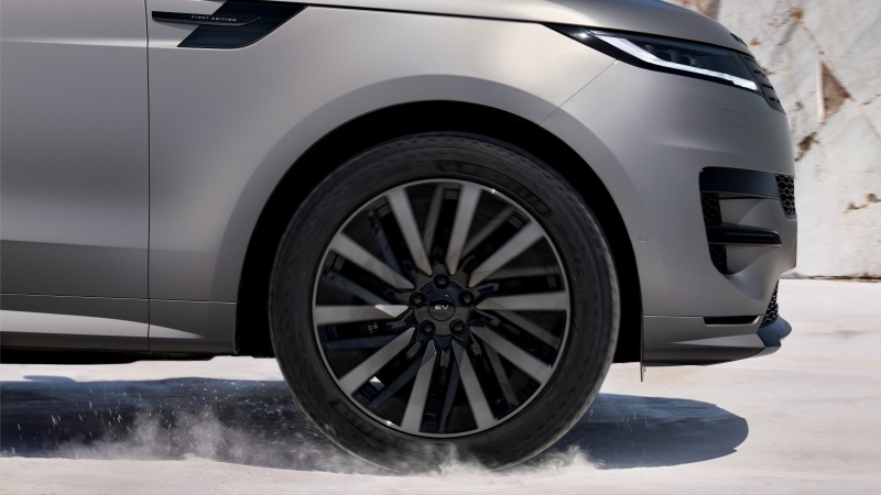 Roda e para-lama do Range Rover Sport Electric