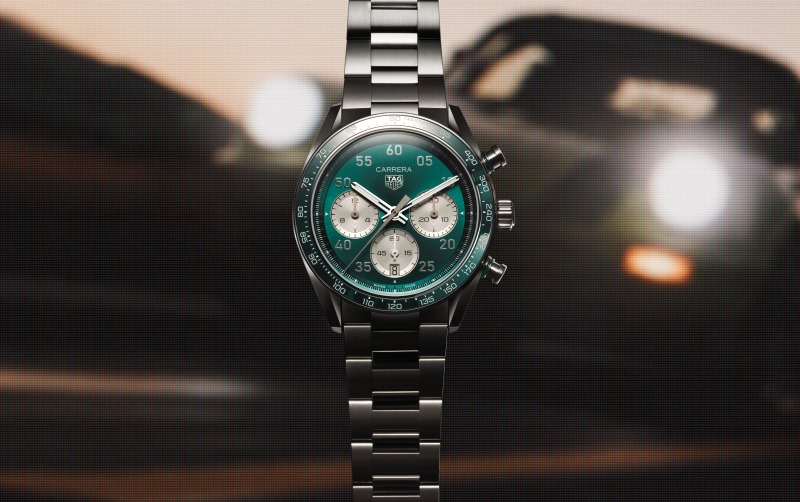 TAG Heuer Carrera Chronograph Sport CDB2112 com mostrador verde sunray