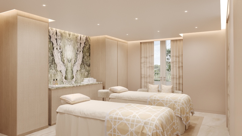 Sala de tratamento do Dior Spa Copacabana Palace com duas camas