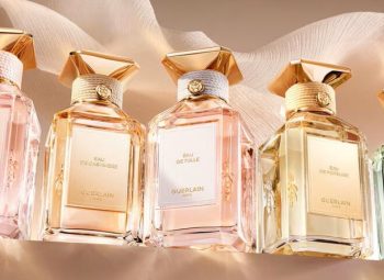 Coleção Les Eaux da Guerlain com os cinco perfumes de luxo inspirados na alta perfumaria francesa e nas matérias têxteis